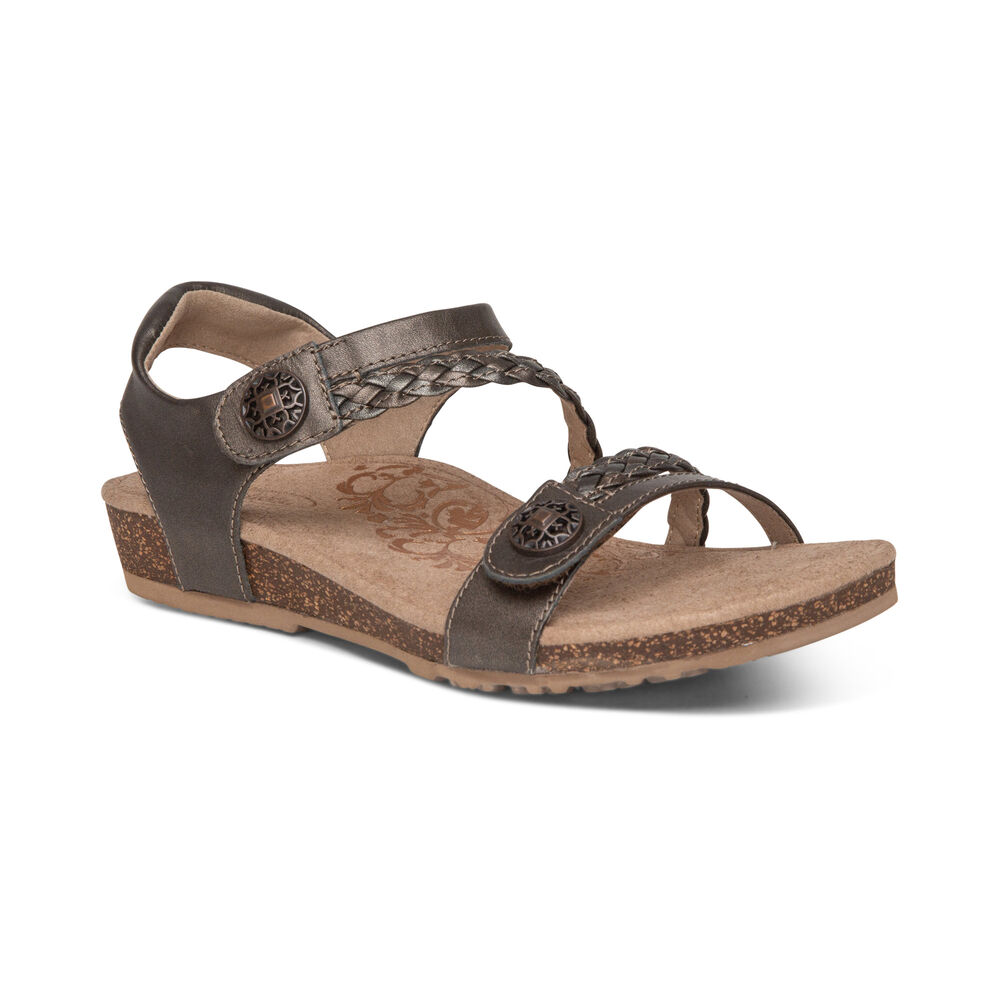 Aetrex Women's Jillian Braided Quarter Strap Sandals - Bronze | USA RJC5WE8